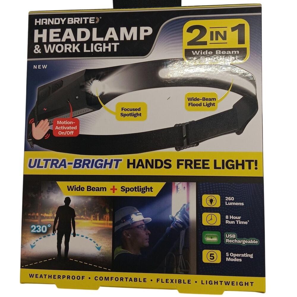 Handy Brite 2-in-1 LED Headlamp & Work Light, 250 Lumens, Rechargeable